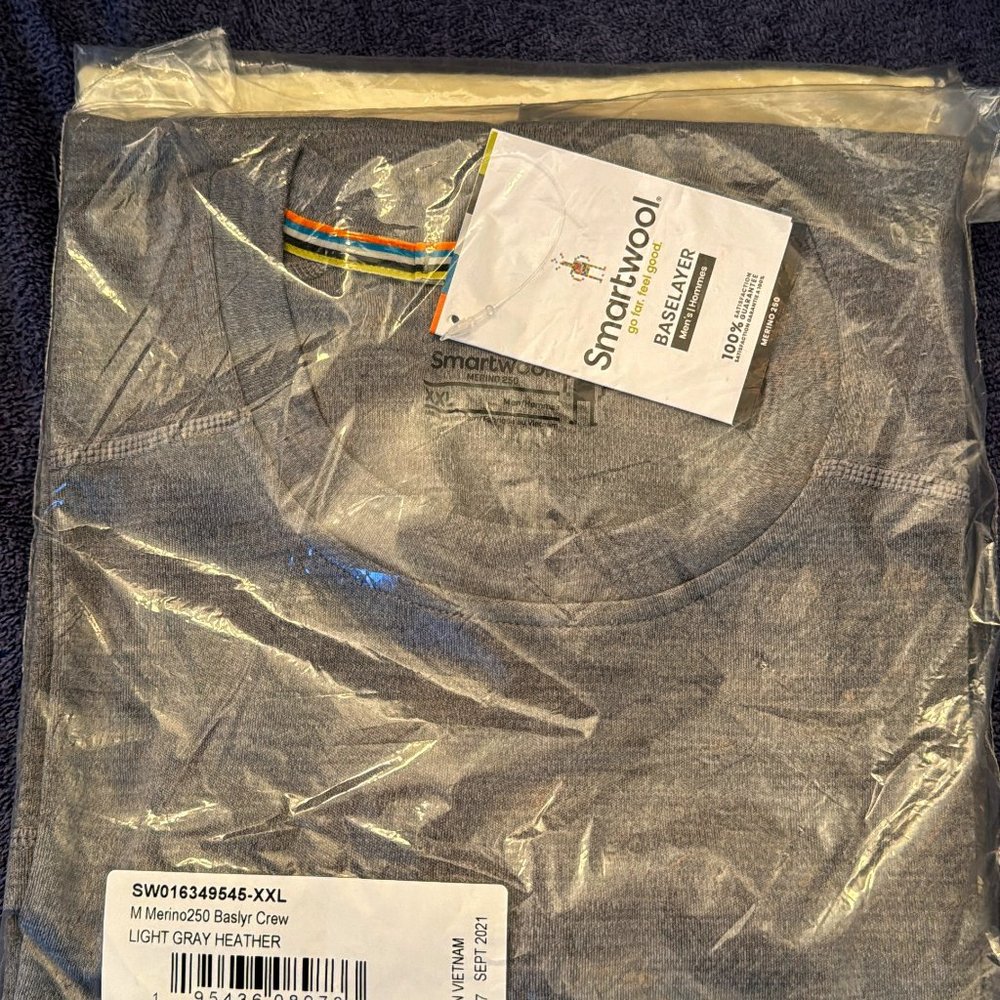 Smartwool Mens Merino 250 Baselayer Crew XXL Light Gray Heather